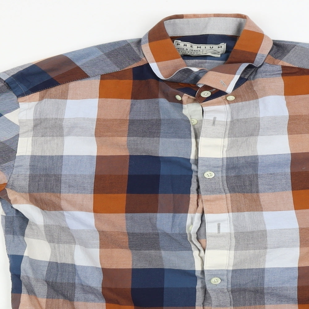 JACK & JONES Mens Grey Check   Button-Up Size L