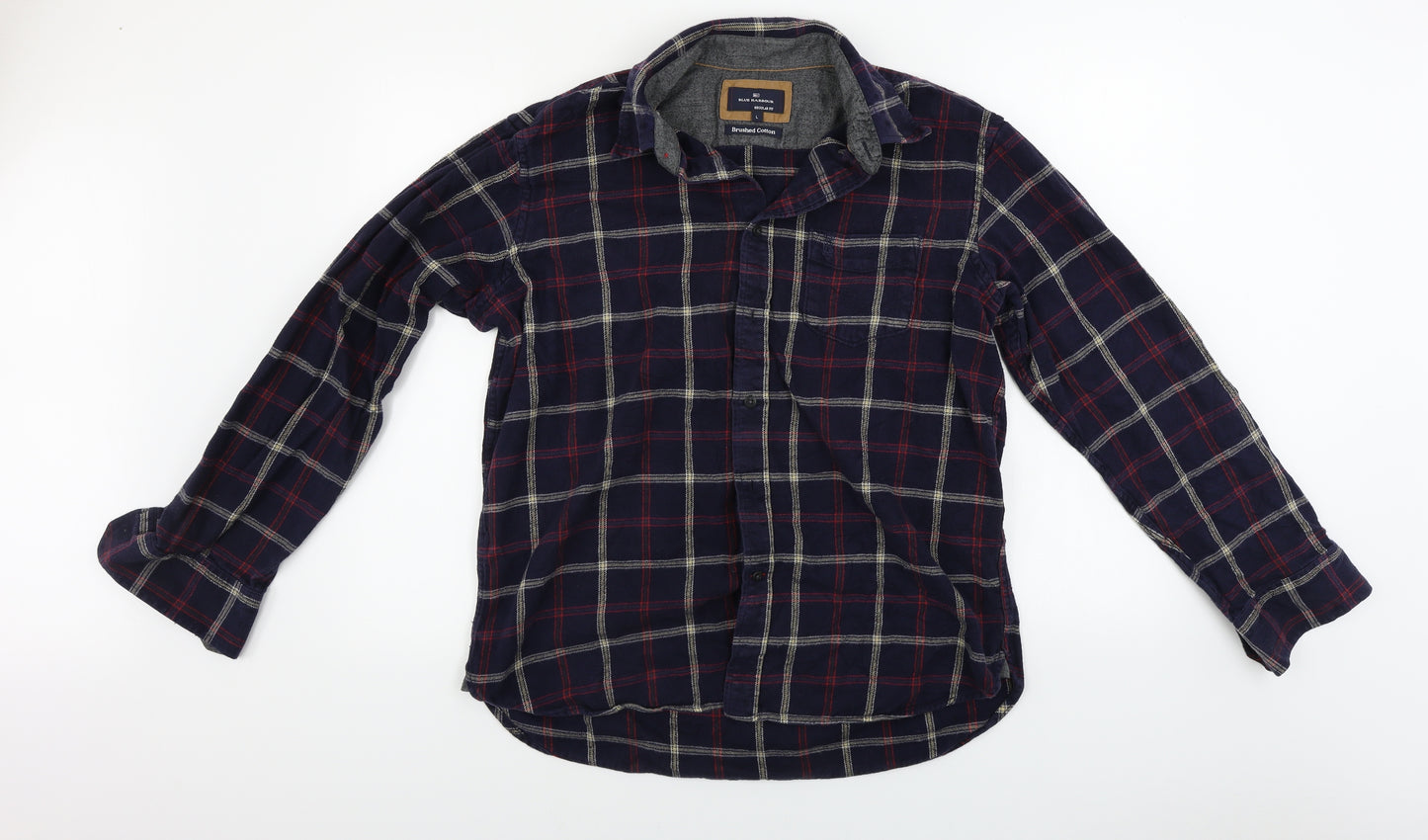 Marks and Spencer  Mens Blue Check   Button-Up Size L