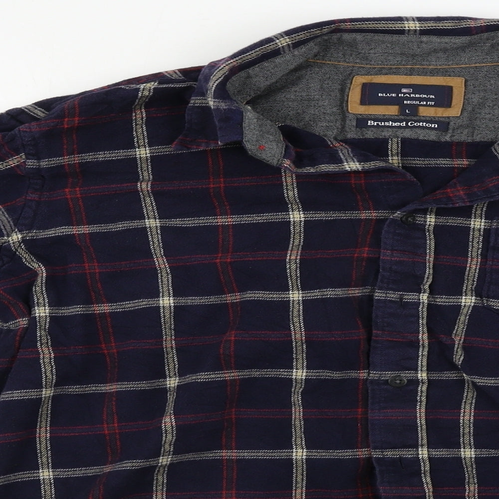 Marks and Spencer  Mens Blue Check   Button-Up Size L