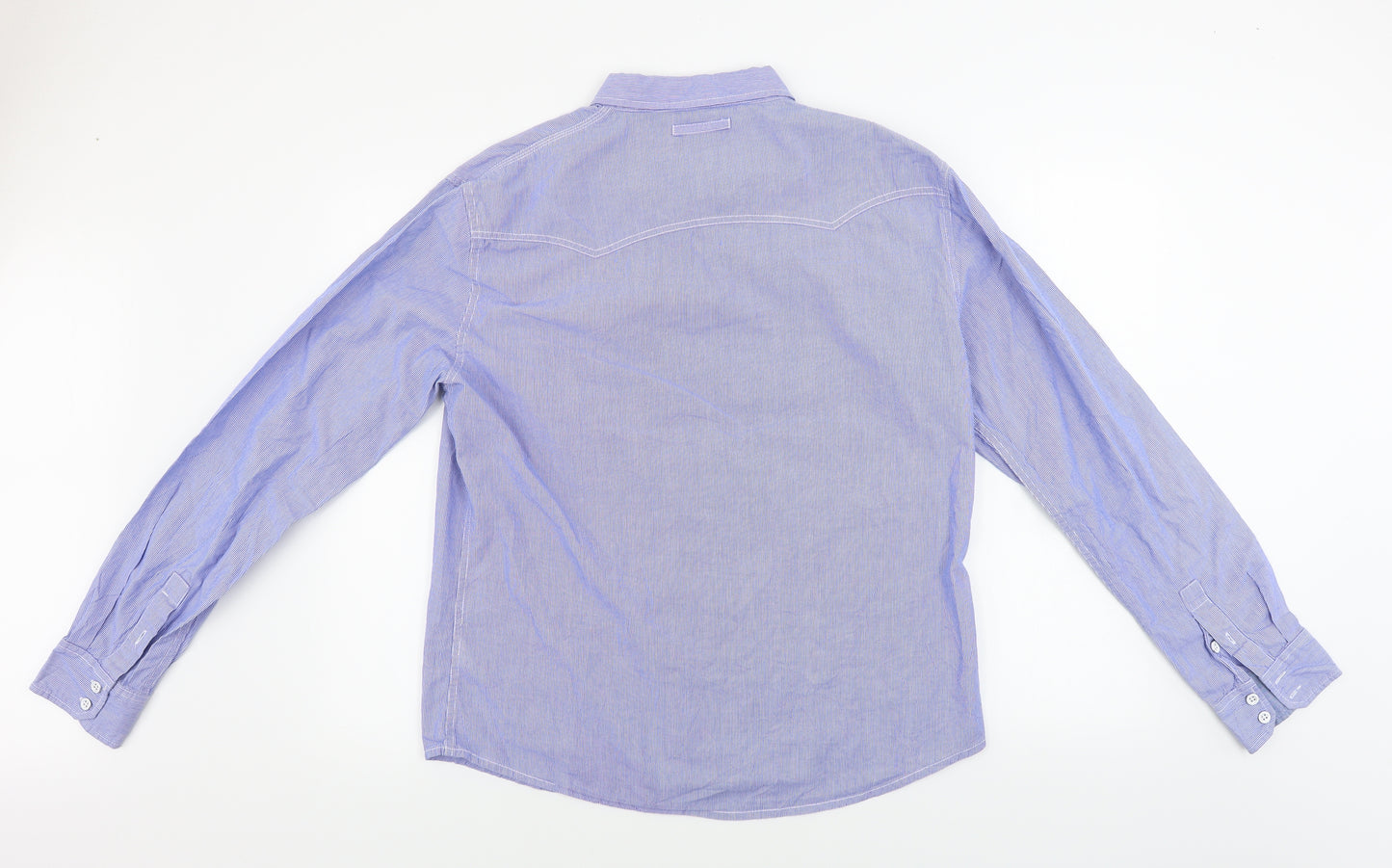 Voi Jeans  Mens Blue Striped   Button-Up Size XL