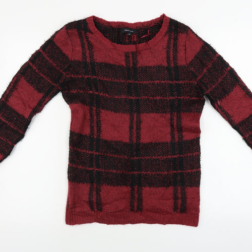 New Look  Womens Red Check  Pullover Jumper Size 8