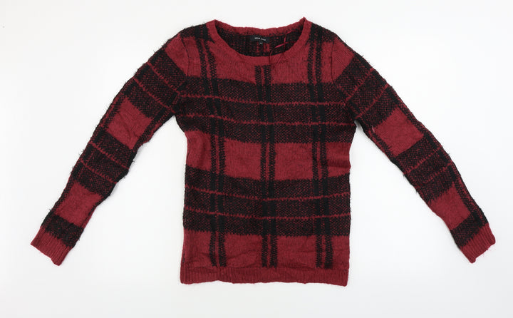 New Look  Womens Red Check  Pullover Jumper Size 8