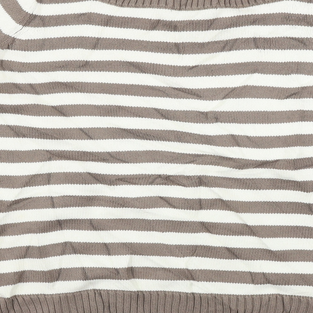 Marks and Spencer  Womens Brown Striped  Pullover Jumper Size 18