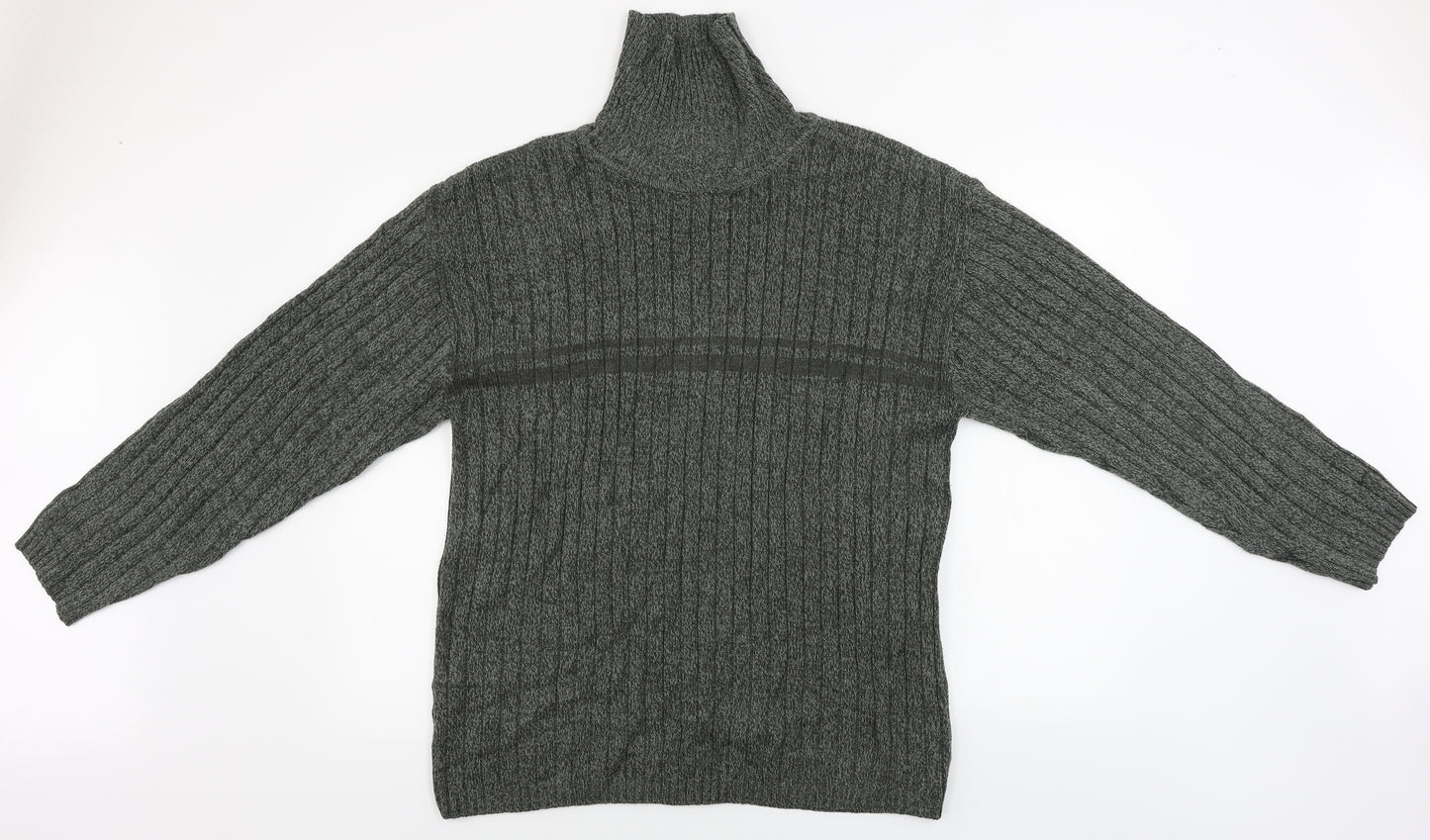 CANDA   Mens Green Striped  Pullover Jumper Size XL