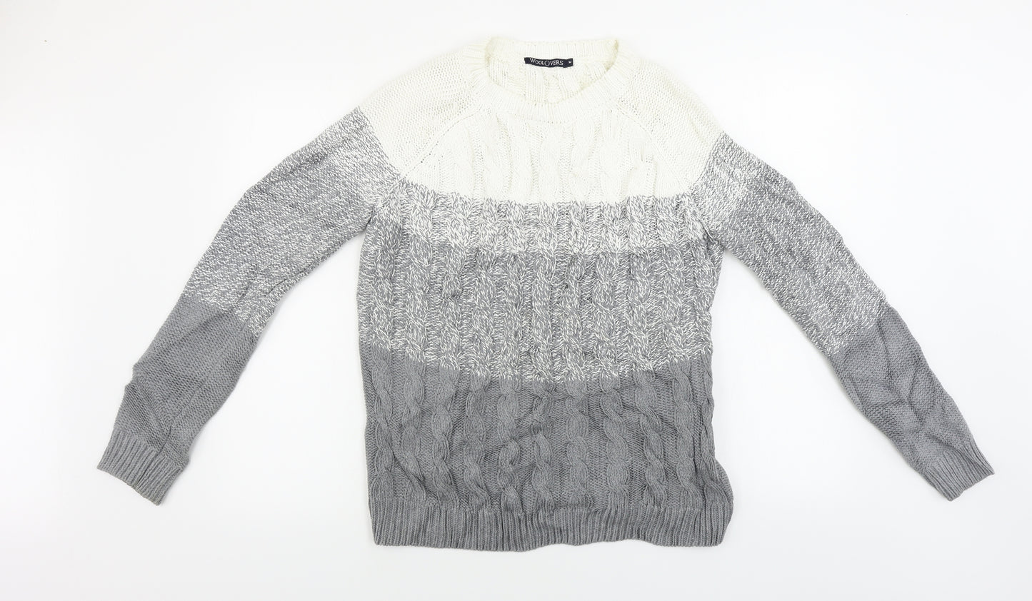 Woolovers  Mens Grey Striped  Pullover Jumper Size M