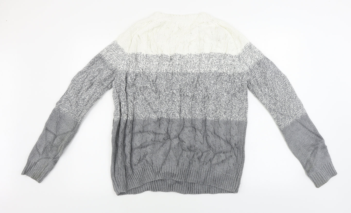 Woolovers  Mens Grey Striped  Pullover Jumper Size M