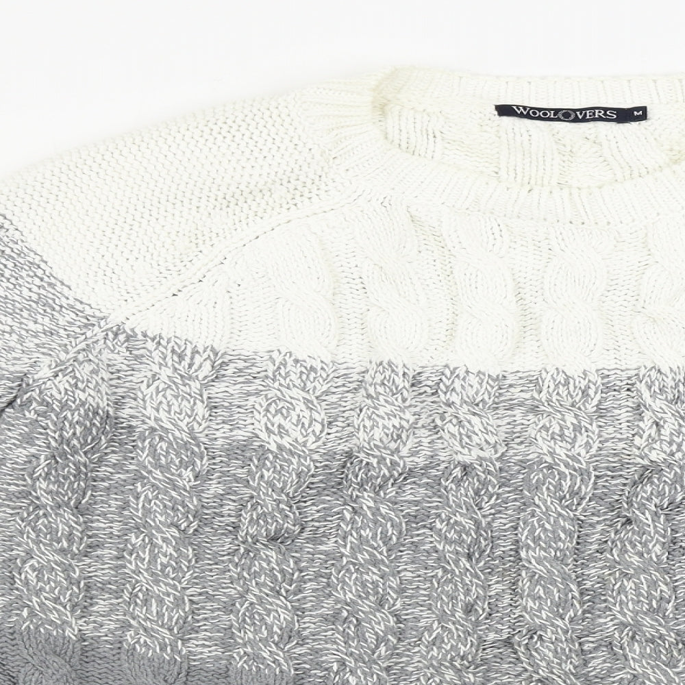 Woolovers  Mens Grey Striped  Pullover Jumper Size M