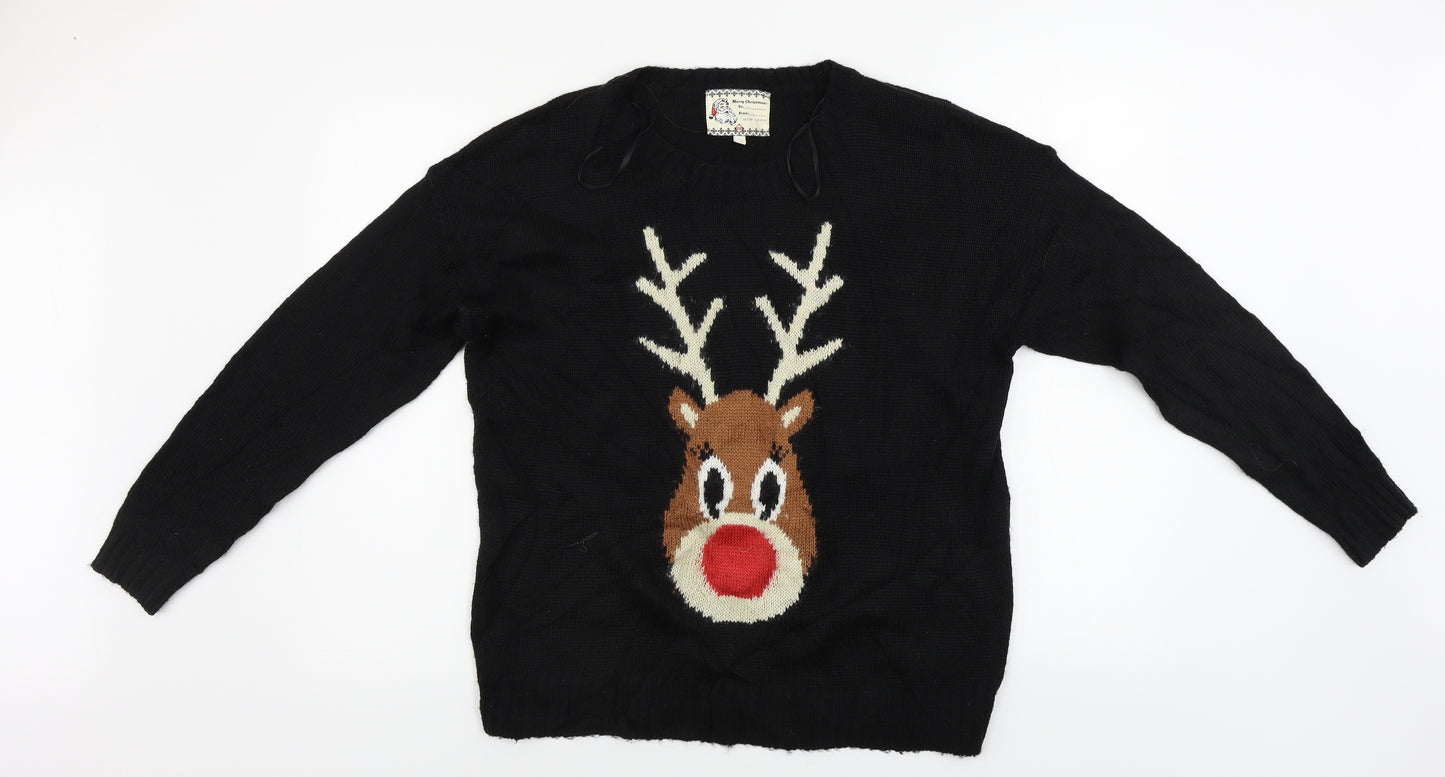 New Look  Womens Black   Pullover Jumper Size 16  - Christmas Jumper
