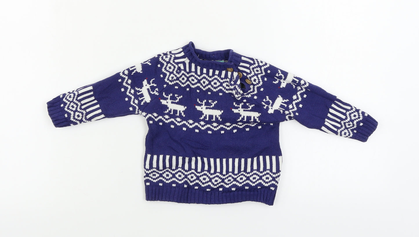John Lewis  Boys Blue   Pullover Jumper Size 6-9 Months