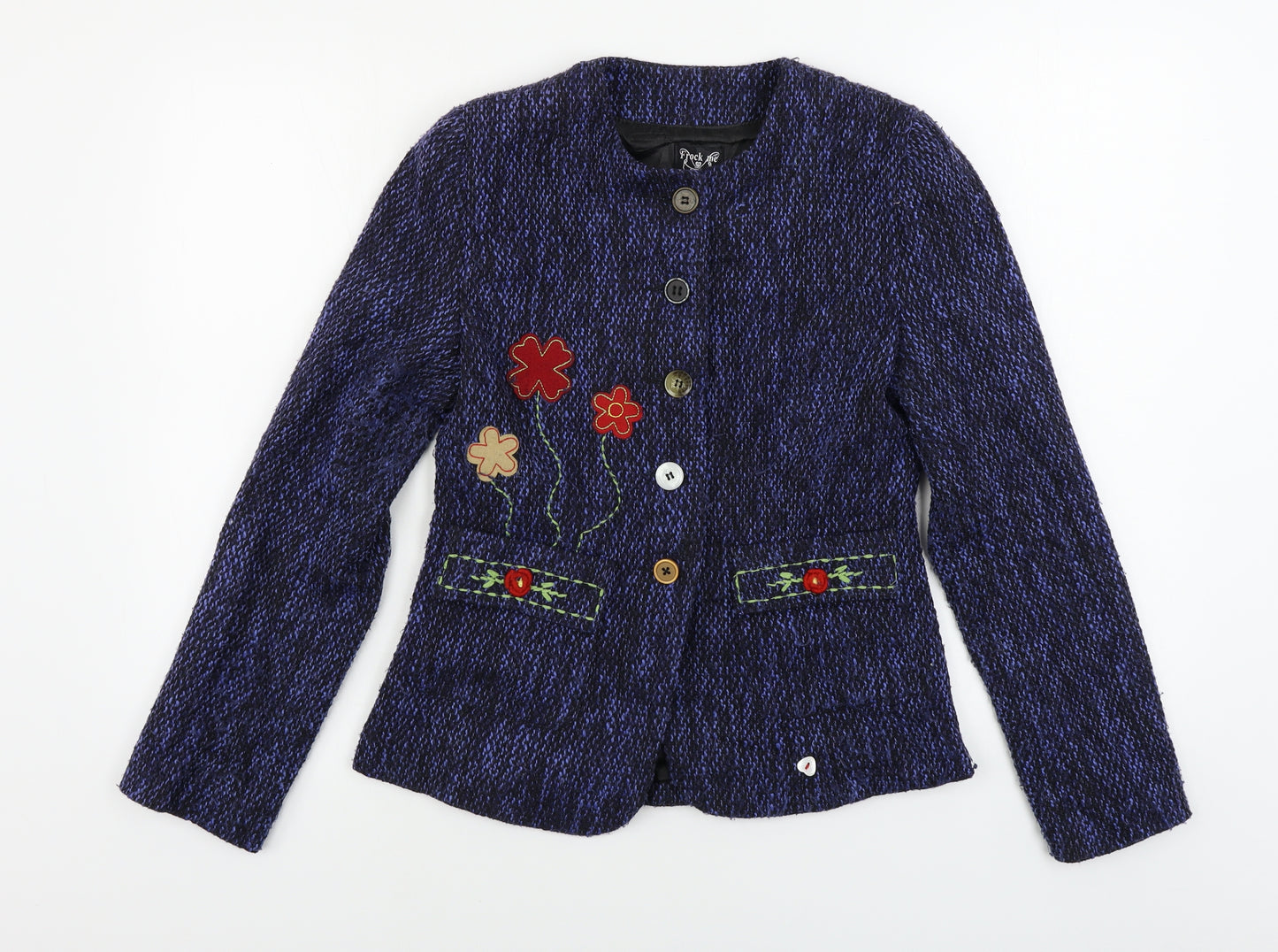 Frock Me  Womens Blue Floral  Jacket Blazer Size 8