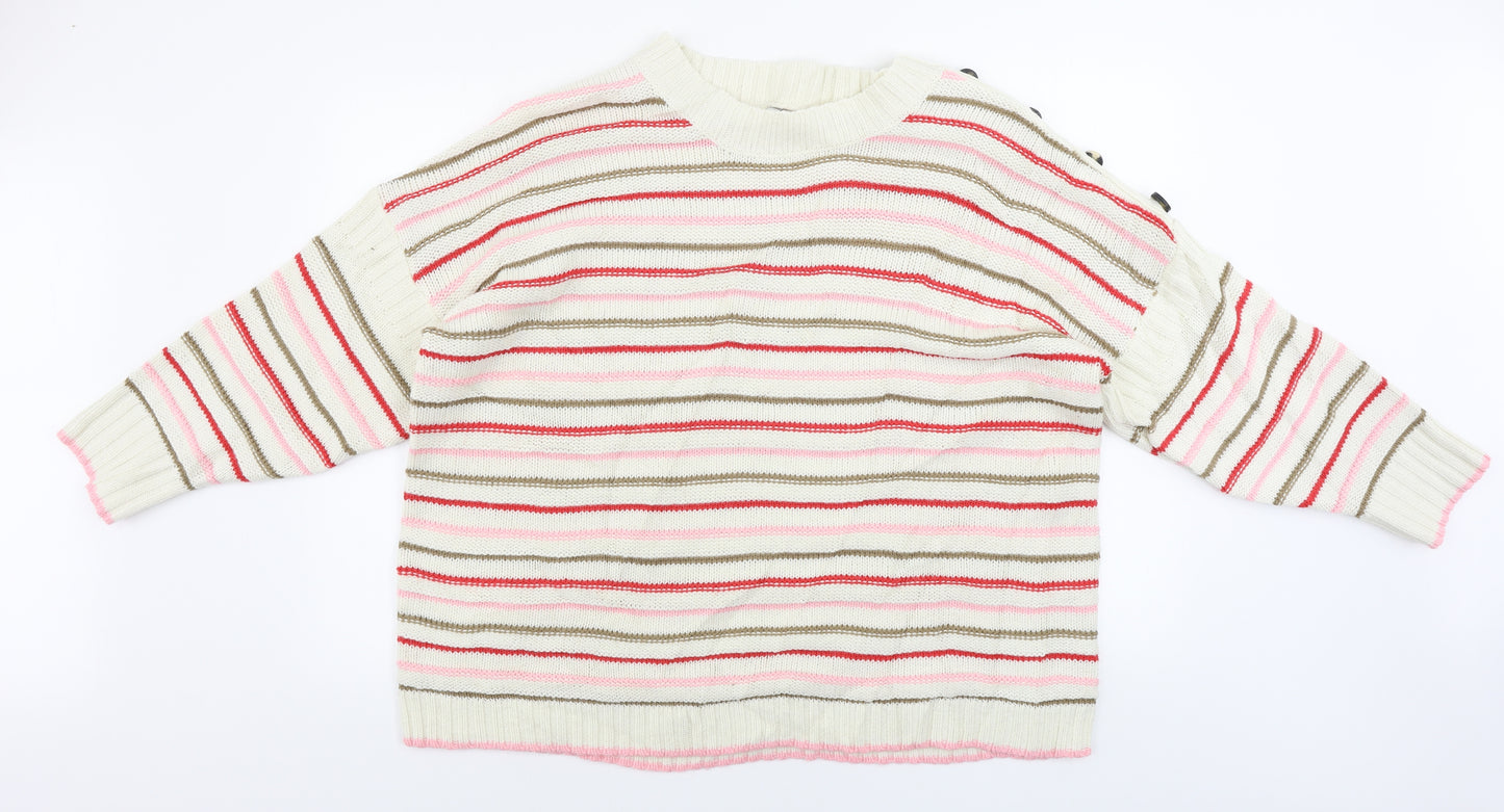 NEXT  Womens Beige Striped  Pullover Jumper Size XL