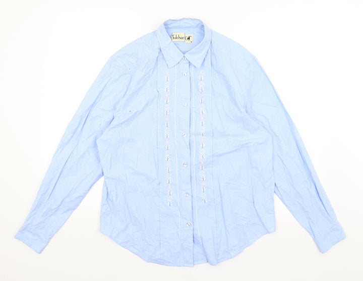 Tulchar Mens Blue Button-Up Size M