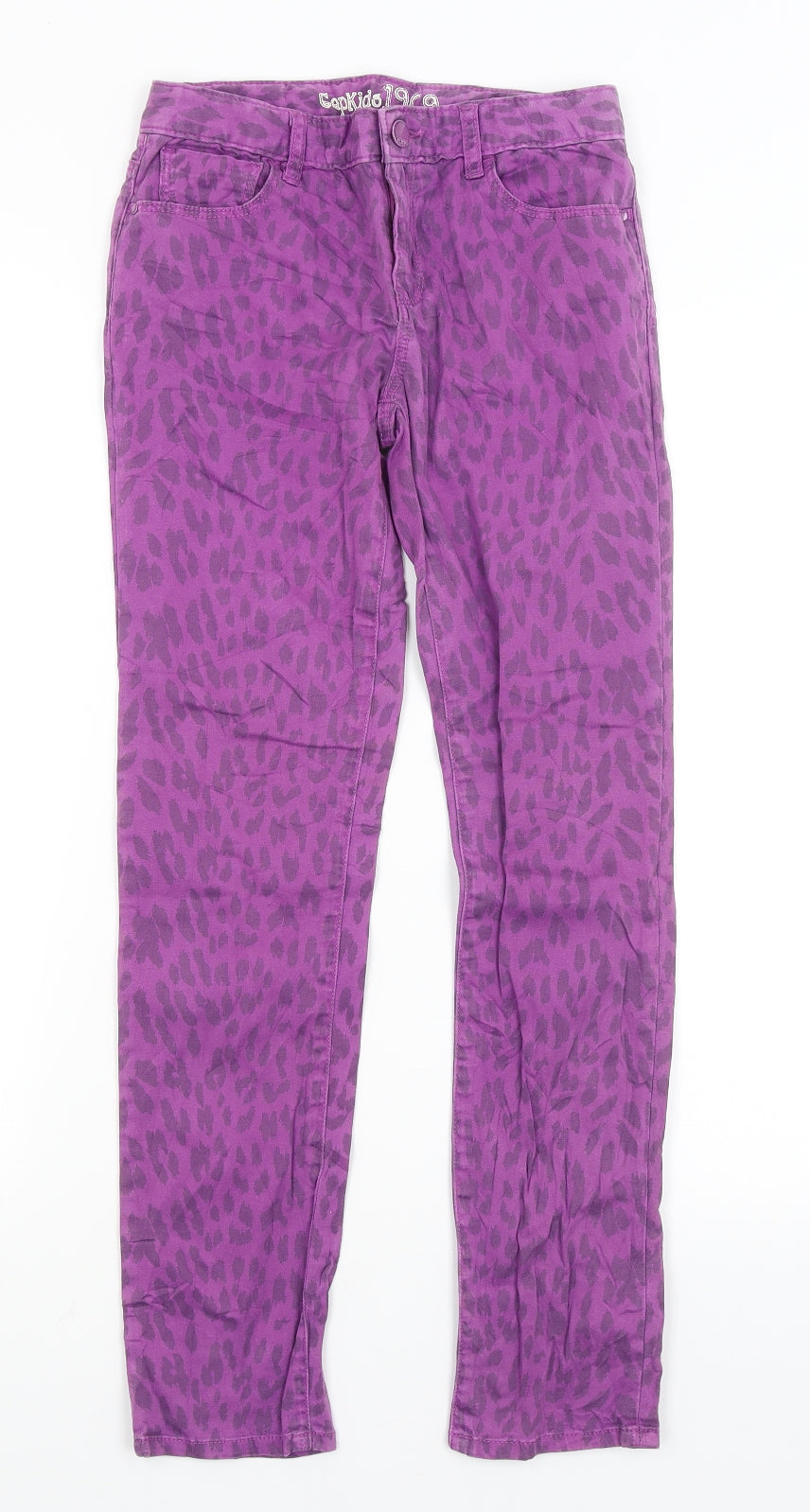 Gap Kids Girls Purple Animal Print  Straight Jeans Size 12 Years