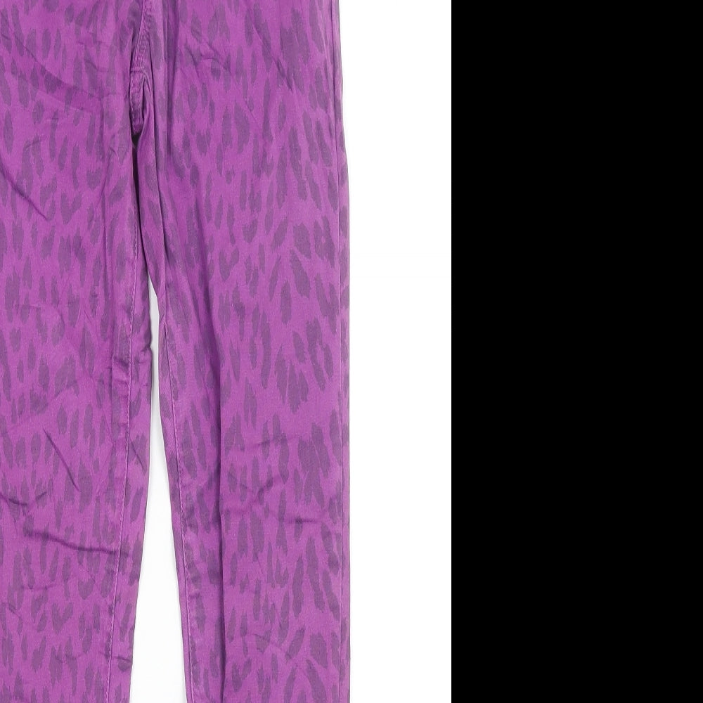 Gap Kids Girls Purple Animal Print  Straight Jeans Size 12 Years