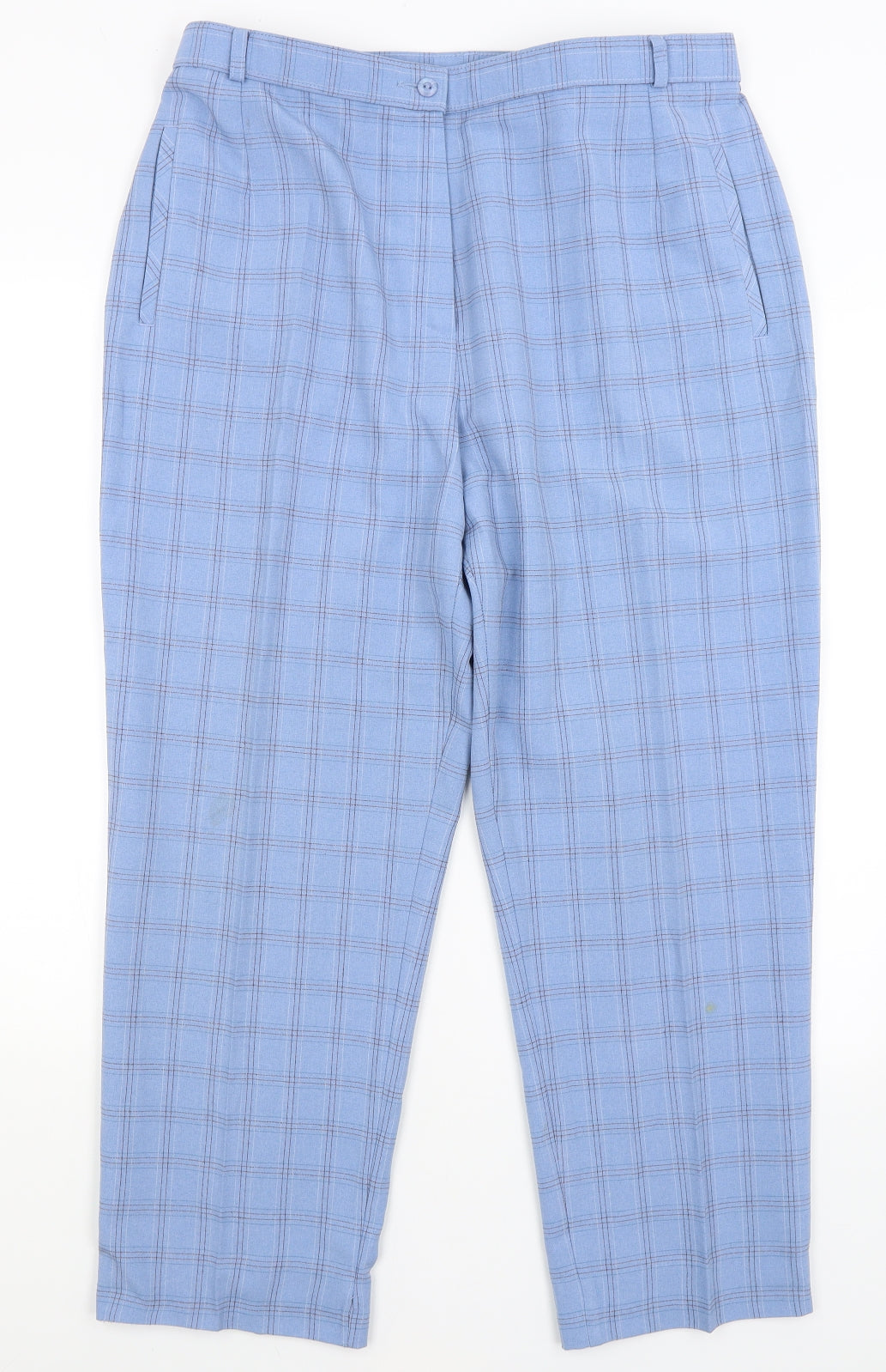 M&S Womens Blue Check  Trousers  Size 18 L26 in