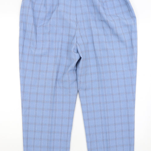 M&S Womens Blue Check  Trousers  Size 18 L26 in