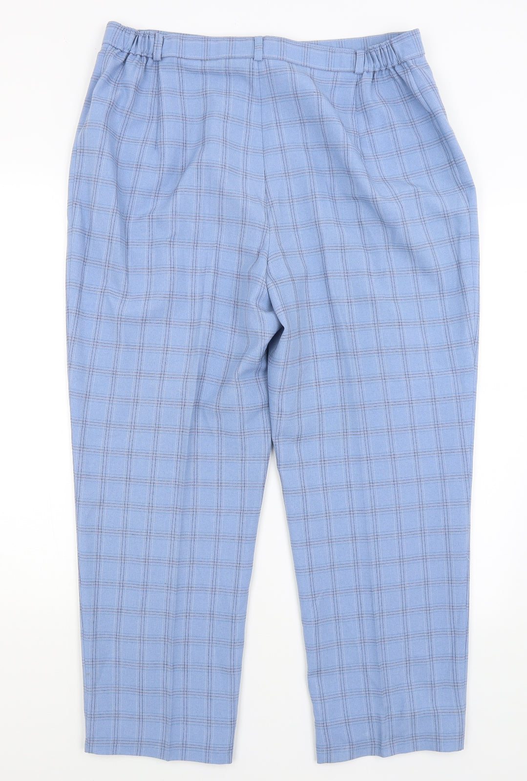 M&S Womens Blue Check  Trousers  Size 18 L26 in