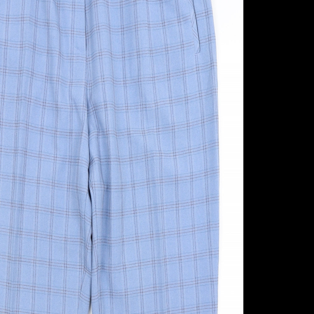 M&S Womens Blue Check  Trousers  Size 18 L26 in