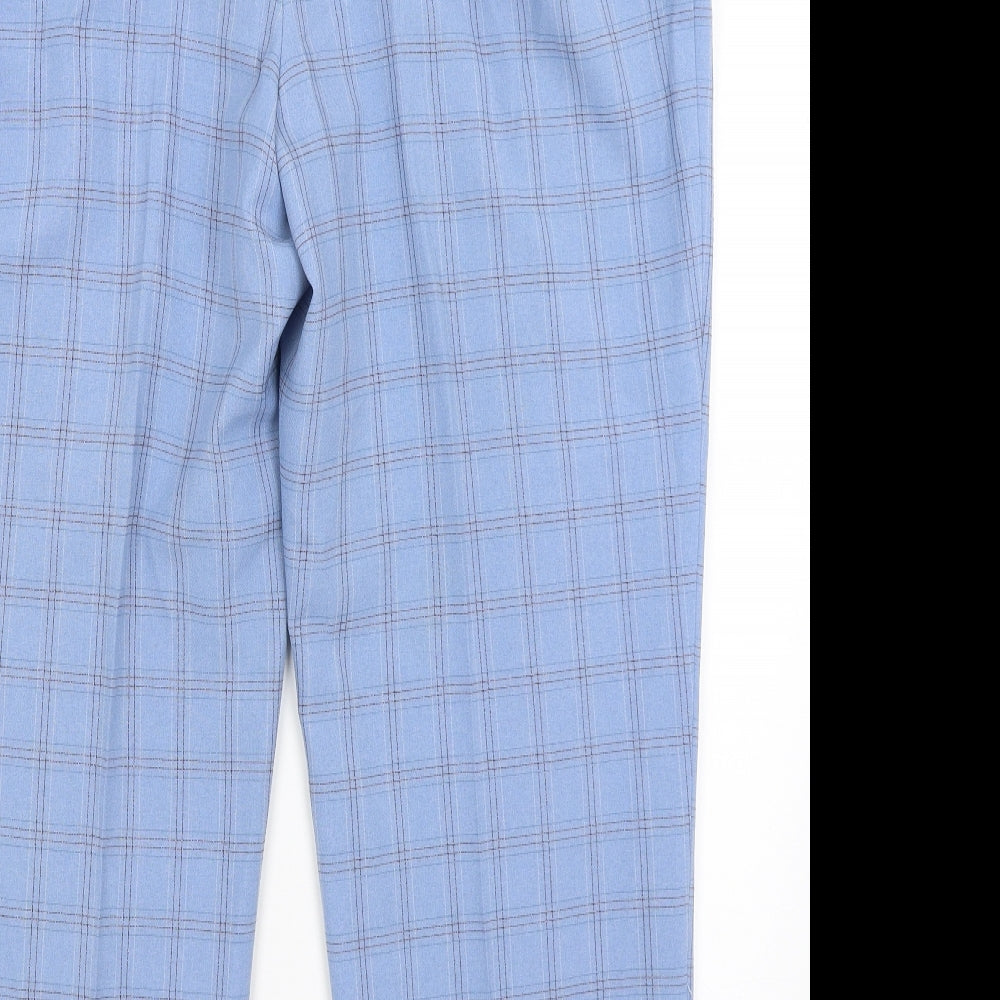 M&S Womens Blue Check  Trousers  Size 18 L26 in