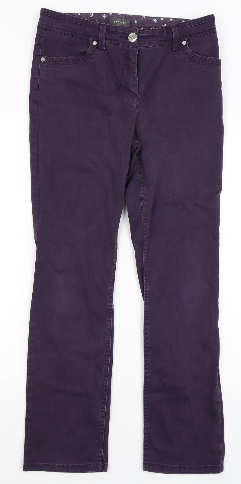 Per Una Womens Purple   Chino Trousers Size 12 L28.5 in
