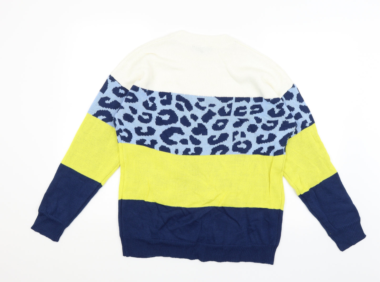 Studio Womens Blue Animal Print  Pullover Jumper Size 12