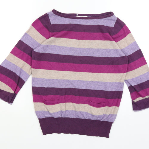 M&S Womens Purple Striped  Pullover Jumper Size 8