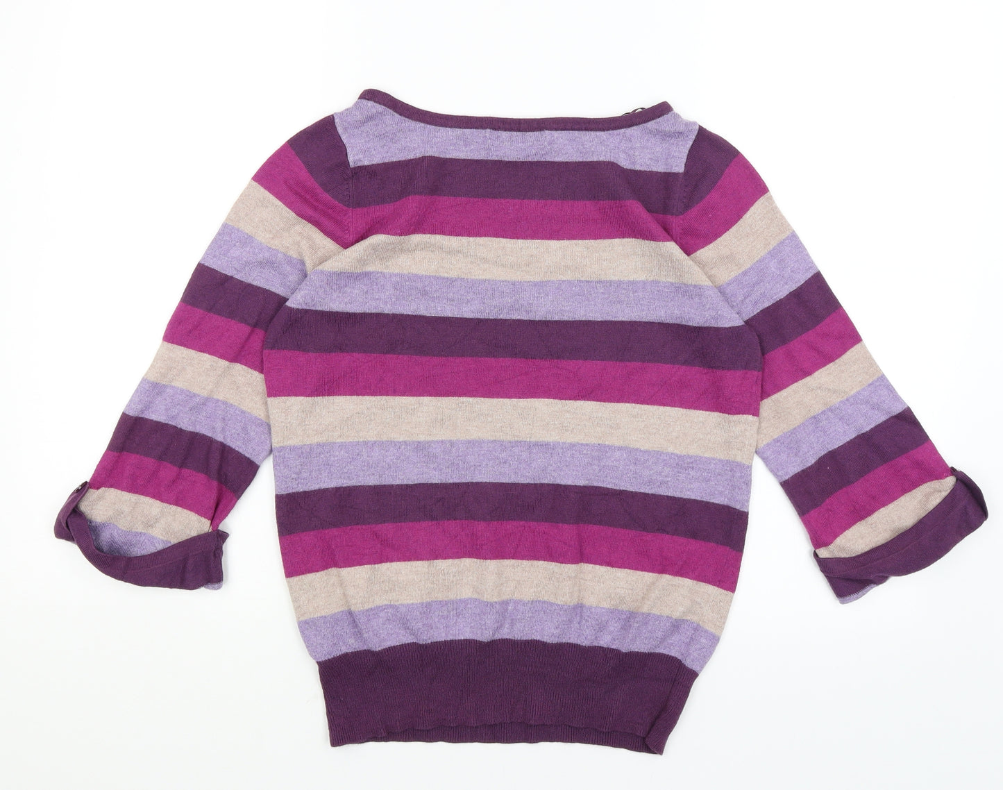 M&S Womens Purple Striped  Pullover Jumper Size 8