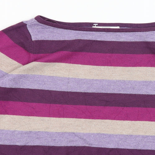 M&S Womens Purple Striped  Pullover Jumper Size 8