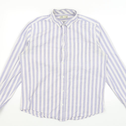 NEXT Mens White Striped   Button-Up Size L