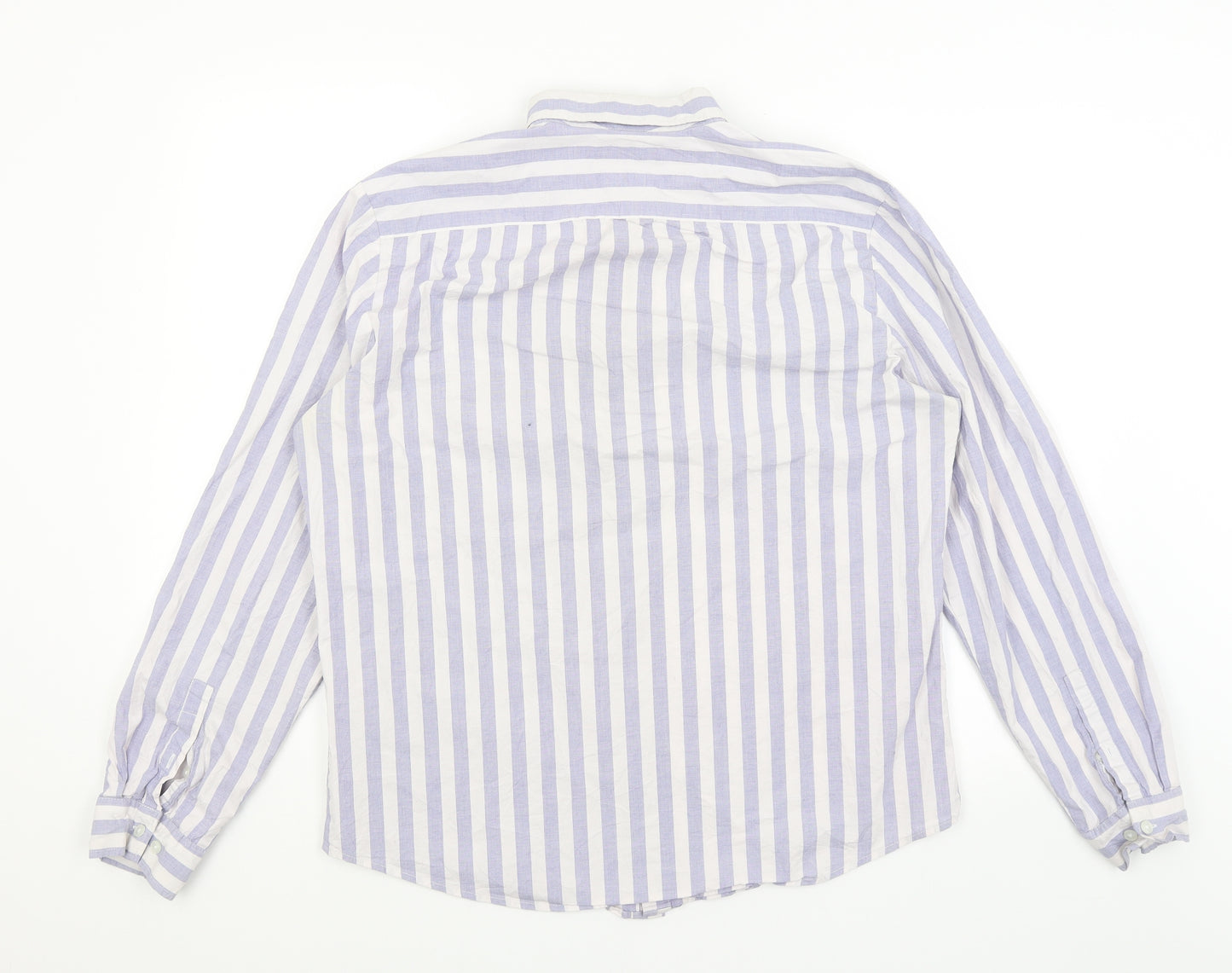 NEXT Mens White Striped   Button-Up Size L