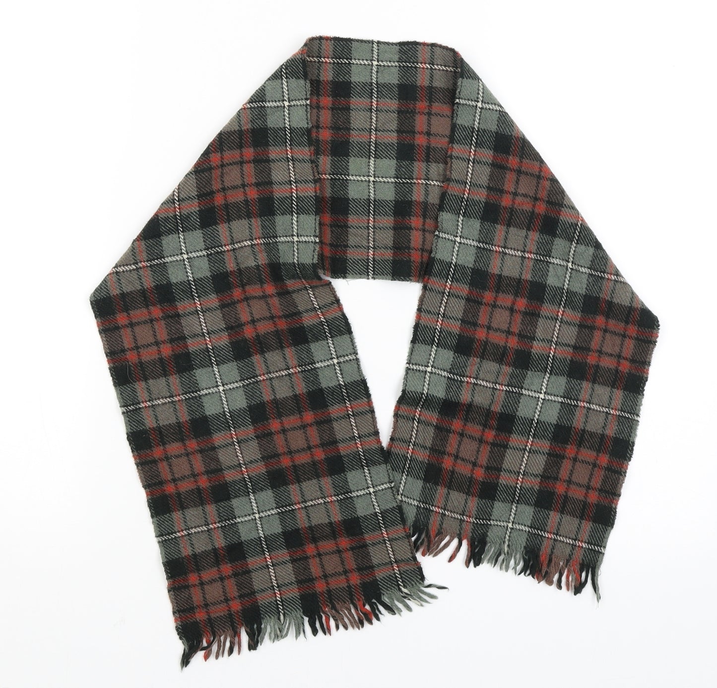 Preworn Boys Green Plaid  Scarf  One Size