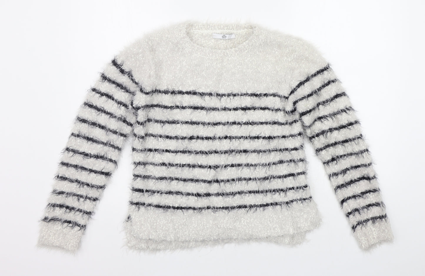 Marks and Spencer Girls White Striped  Pullover Jumper Size 11-12 Years