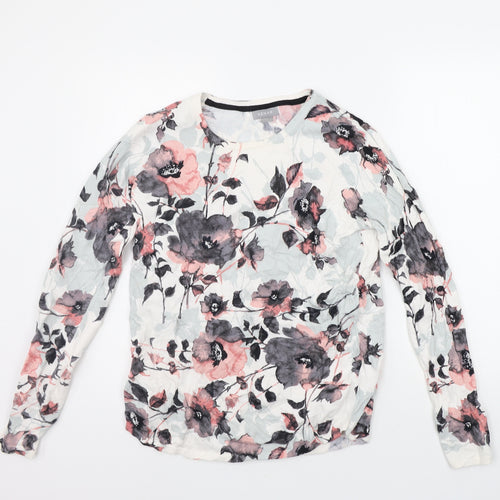 Kenar Womens White Floral  Pullover Jumper Size S