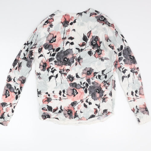 Kenar Womens White Floral  Pullover Jumper Size S