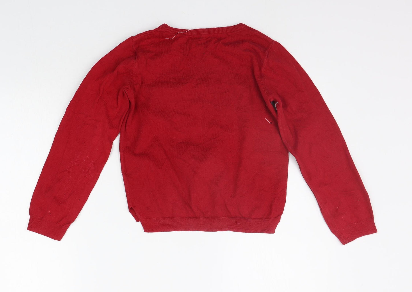 H&M Girls Red   Pullover Jumper Size 7-8 Years  - SEQUIN