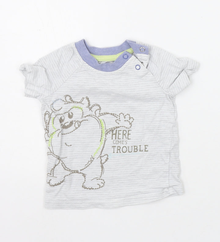 George Boys Grey Striped Basic T-Shirt Size 6-9 Months