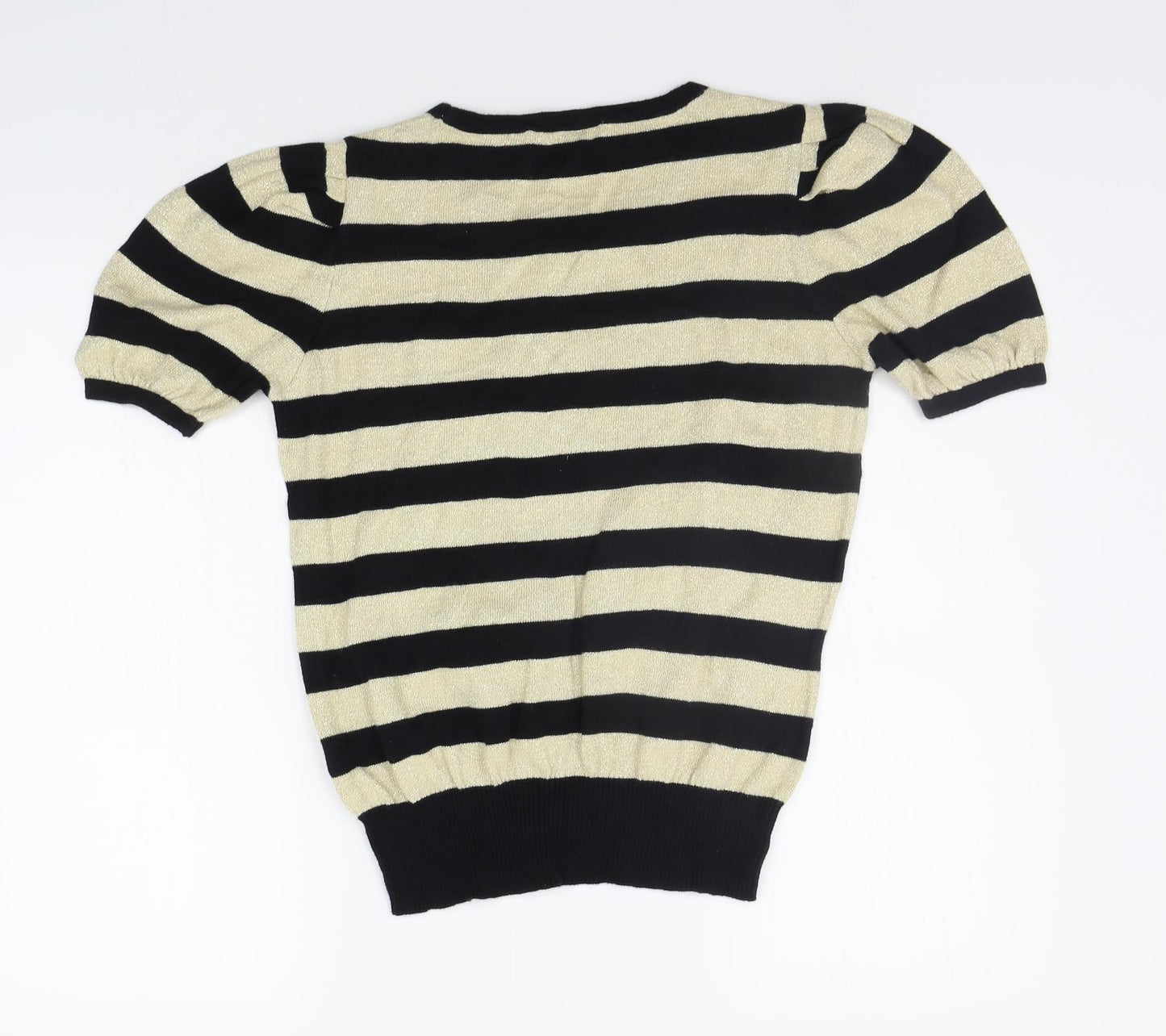 NEXT Womens Beige Striped  Henley Jumper Size 12  - SEQUIN