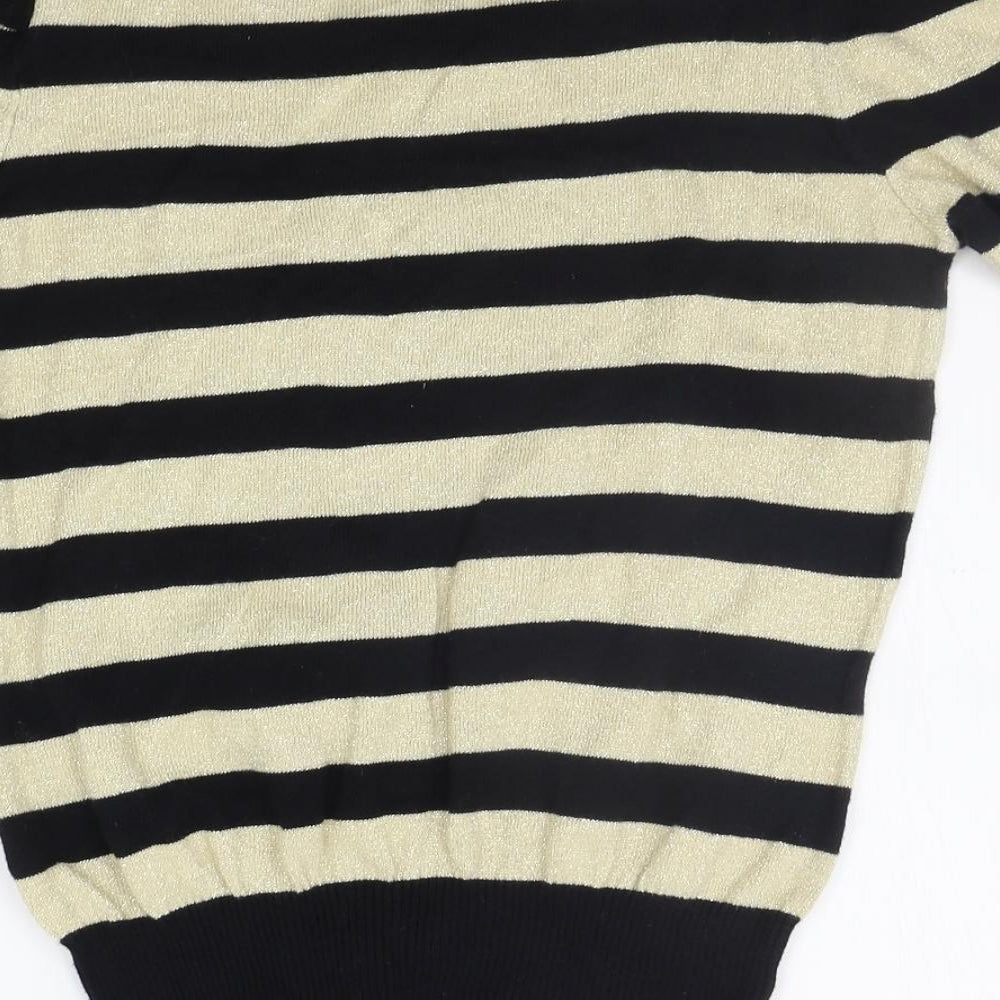 NEXT Womens Beige Striped  Henley Jumper Size 12  - SEQUIN