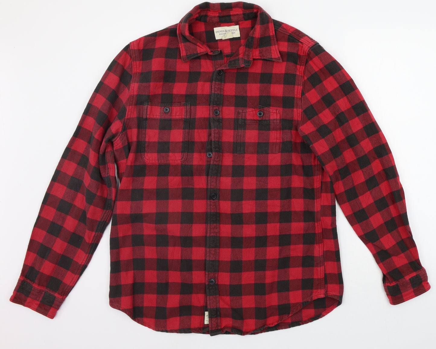 Ralph Lauren Womens Red Check  Basic Button-Up Size L