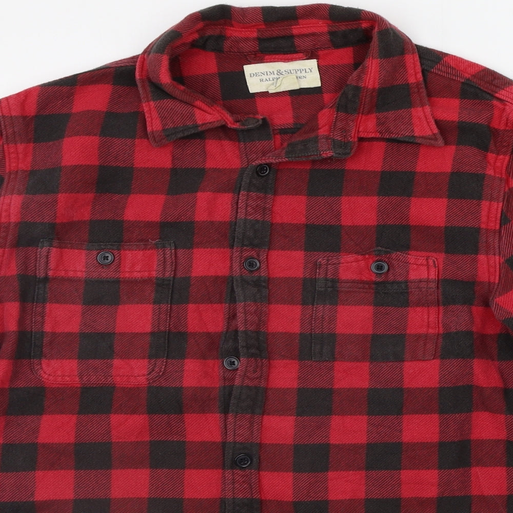 Ralph Lauren Womens Red Check  Basic Button-Up Size L