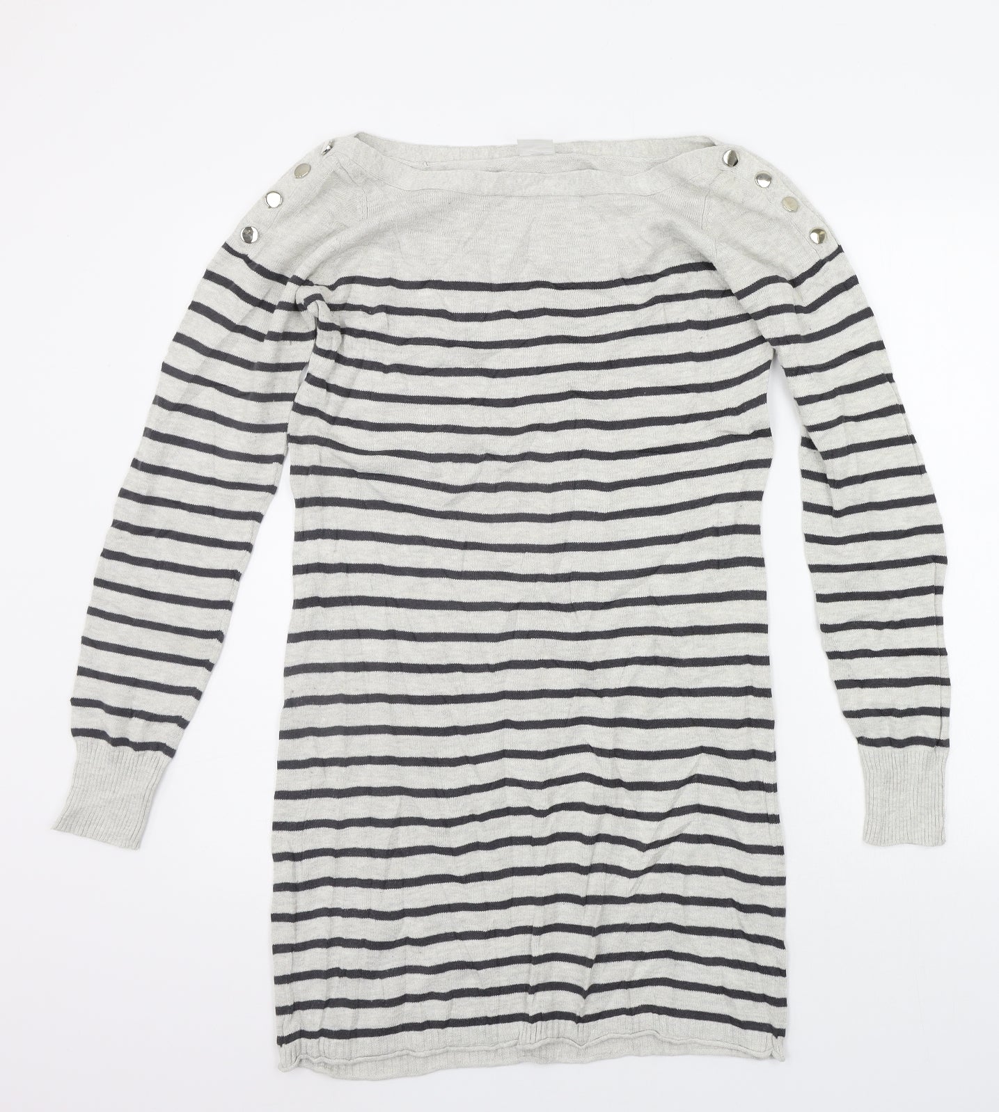 oxmo Womens Grey Striped  Jumper Dress  Size M