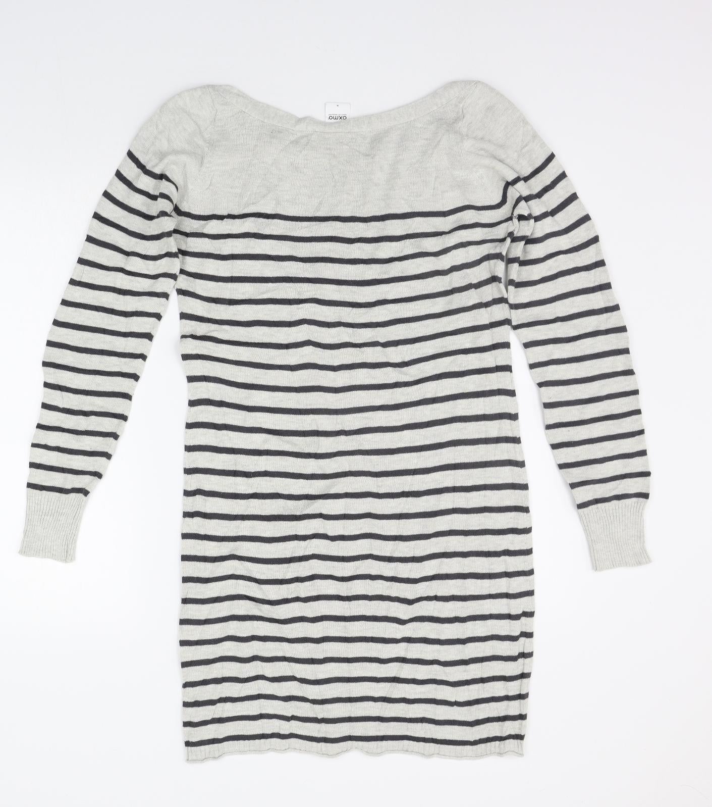 oxmo Womens Grey Striped  Jumper Dress  Size M