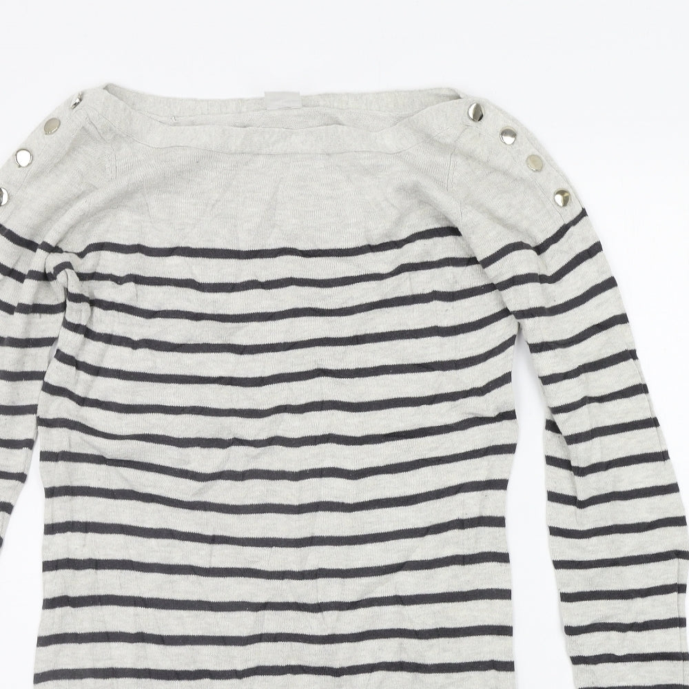 oxmo Womens Grey Striped  Jumper Dress  Size M