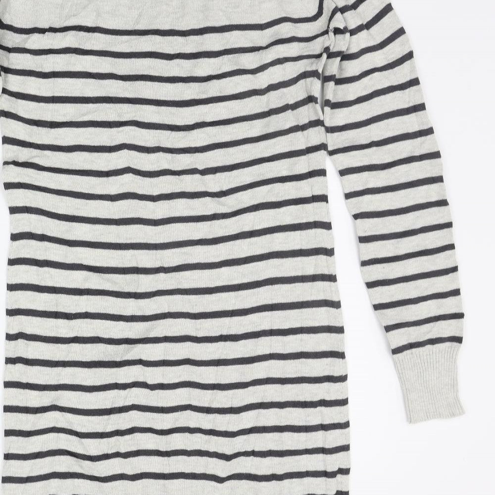 oxmo Womens Grey Striped  Jumper Dress  Size M