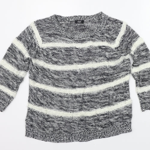 F&F Womens Grey Striped  Pullover Jumper Size 12