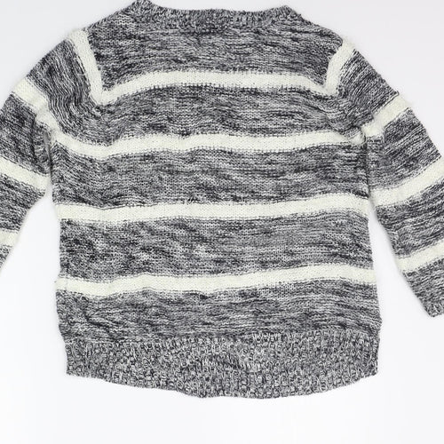 F&F Womens Grey Striped  Pullover Jumper Size 12