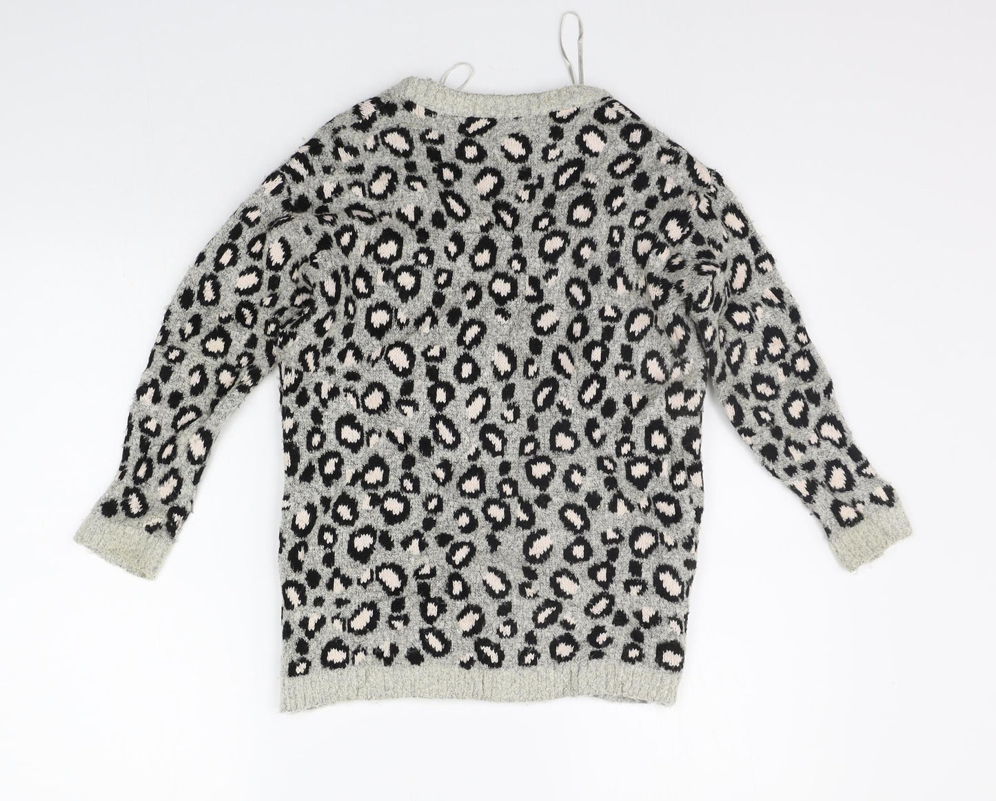 George Girls Grey Animal Print  Cardigan Jumper Size 7-8 Years