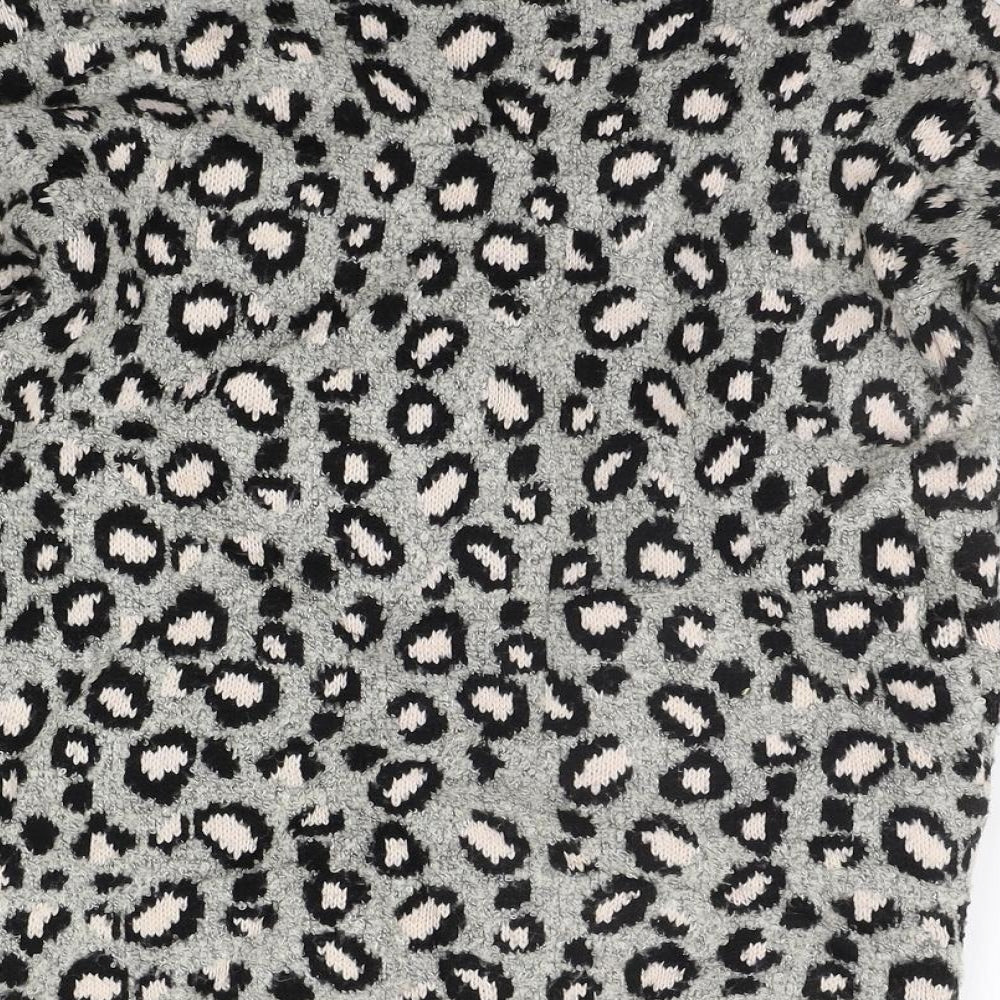 George Girls Grey Animal Print  Cardigan Jumper Size 7-8 Years