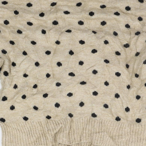H&M Womens Beige Polka Dot  Pullover Jumper Size XS