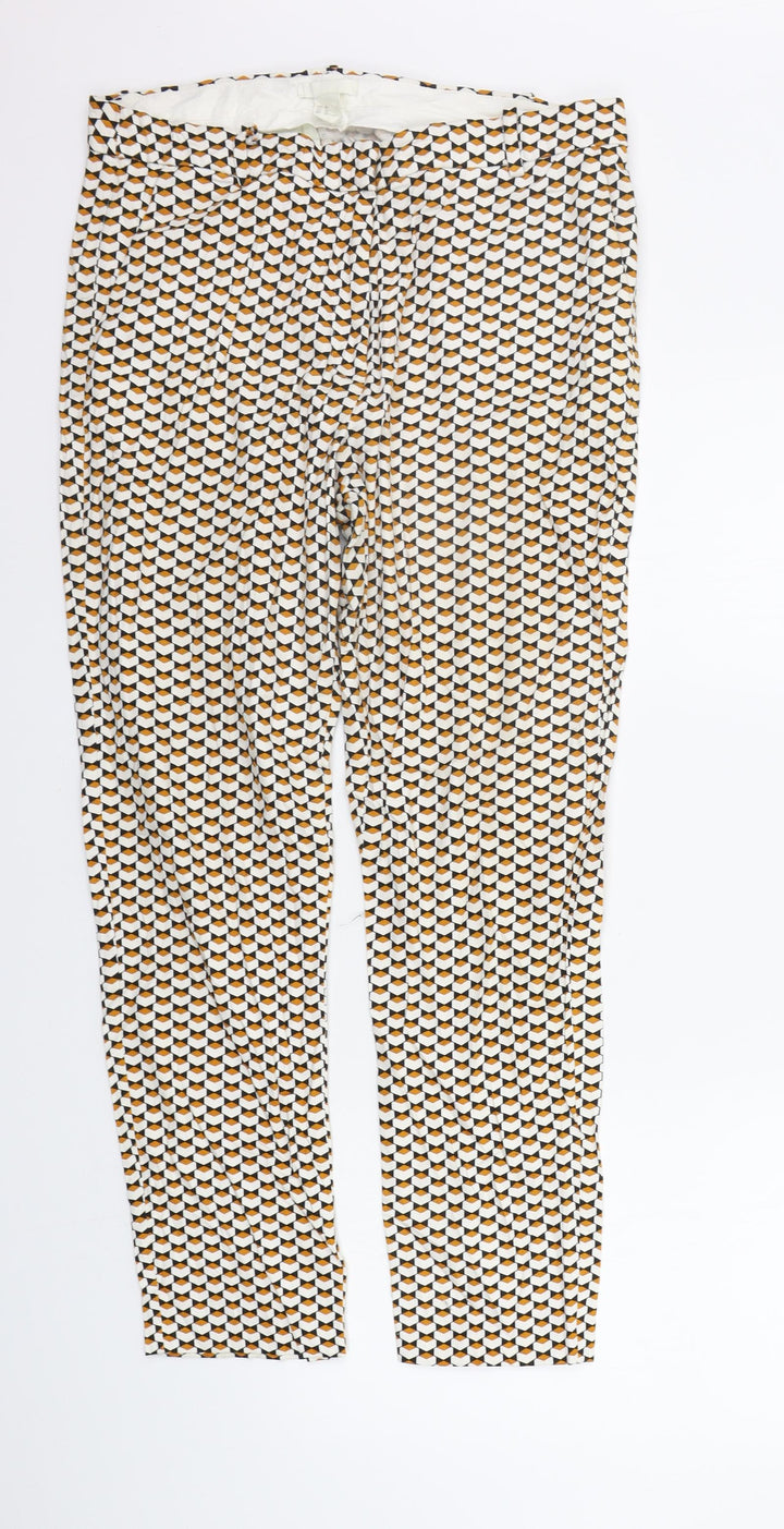 H&M Womens Orange Geometric  Trousers  Size 12 L27 in